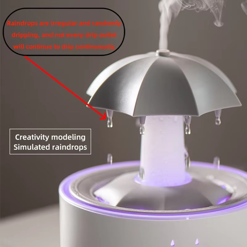 Rotate Umbrella Water Drop Air Humidifier with Colorful Light Raindrop Aroma Essential Oil Diffuser Aromatherapy Humidifiers