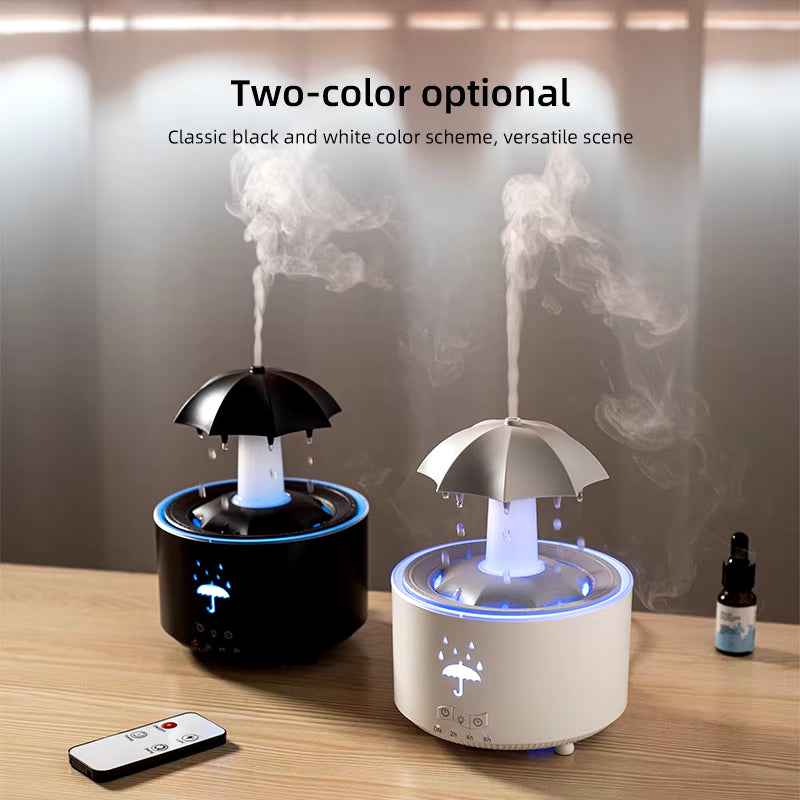 Rotate Umbrella Water Drop Air Humidifier with Colorful Light Raindrop Aroma Essential Oil Diffuser Aromatherapy Humidifiers