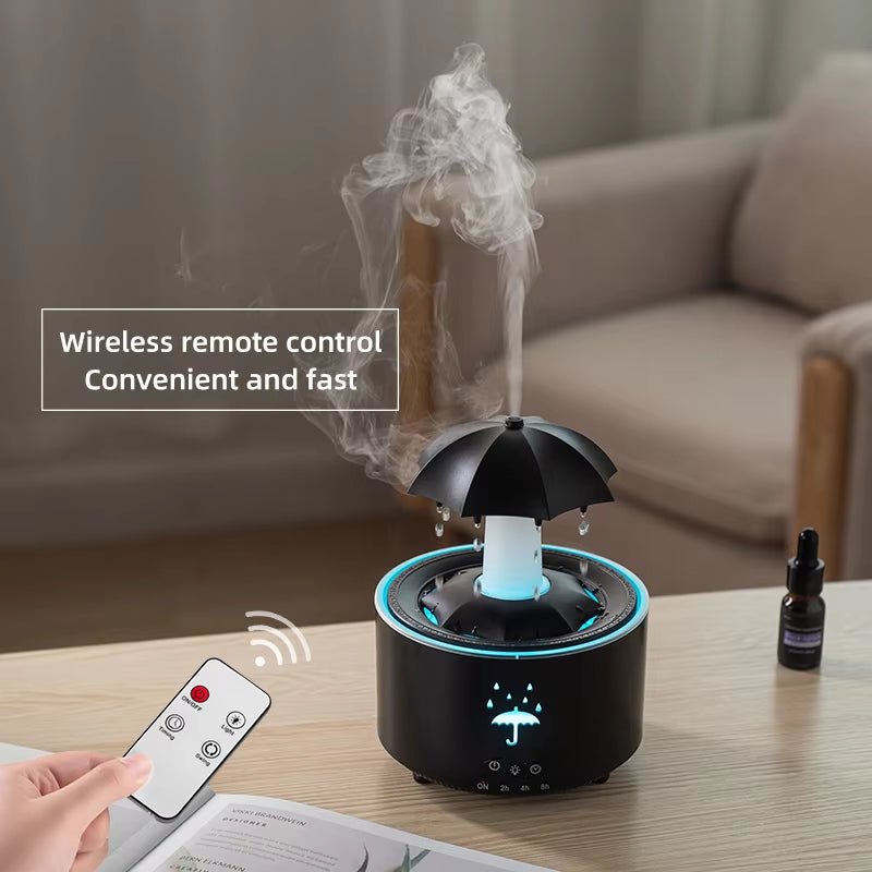 Rotate Umbrella Water Drop Air Humidifier with Colorful Light Raindrop Aroma Essential Oil Diffuser Aromatherapy Humidifiers